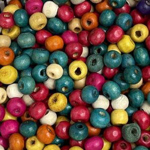 Cuentas madera pintada multicolor 17108-45