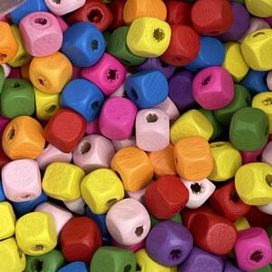 Cuentas madera pintada multicolor 17110-49