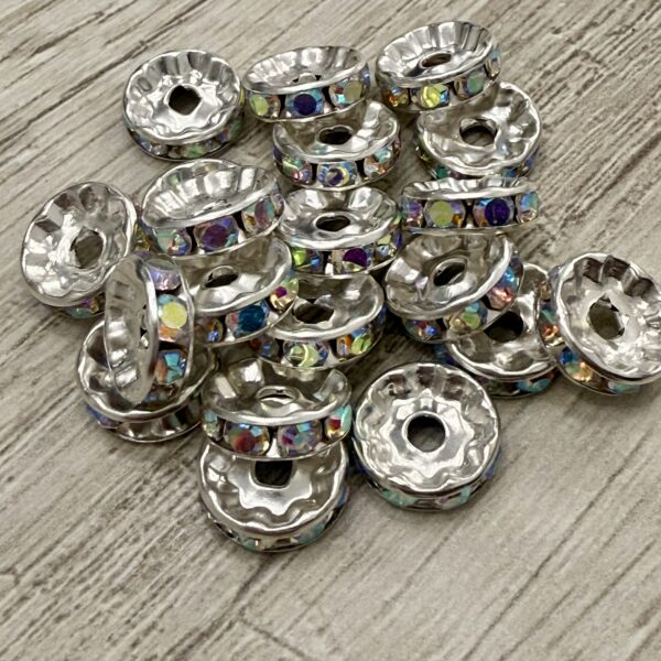 Rondel Strass Plateado 6mm 18301