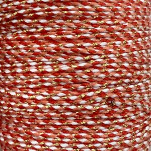 Cordón lurex rojo/salmón/bco. 1mm 18388