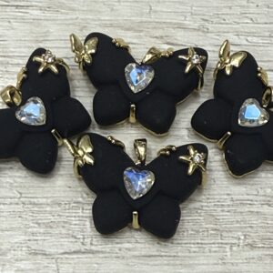 Dijes mariposa  esmerilada negra 18575-1