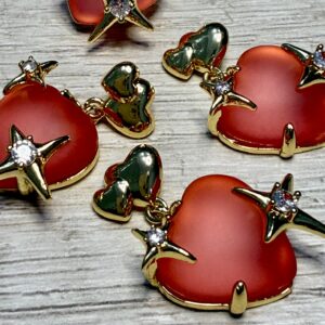 Dijes corazón  esmerilado rojo 18574-1