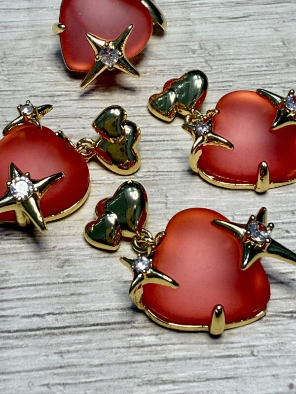 Dijes corazón  esmerilado rojo 18574-1