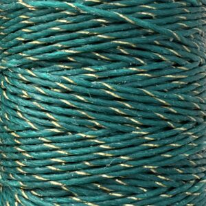 Hilo Encerado VERDE con lurex plateado dorado 19228