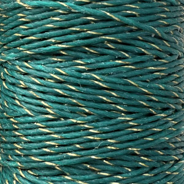 Hilo Encerado VERDE con lurex plateado dorado 19228