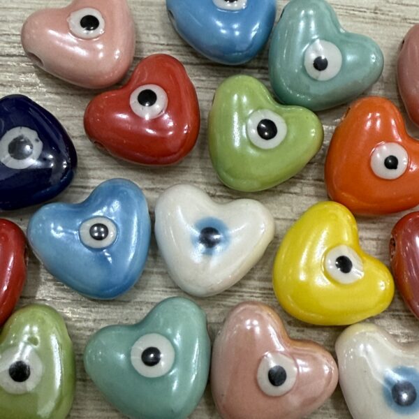 Corazón Cerámica multicolores con ojo turco  18947 - Imagen 2