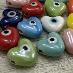 Corazón Cerámica multicolores con ojo turco  18945