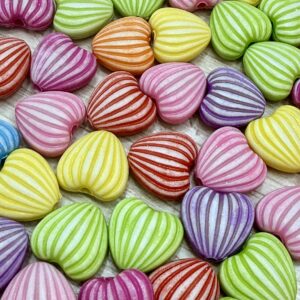 Cuentas Corazón líneas colores19068