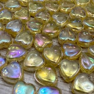 Cuenta corazón amarillo tornasol 19083