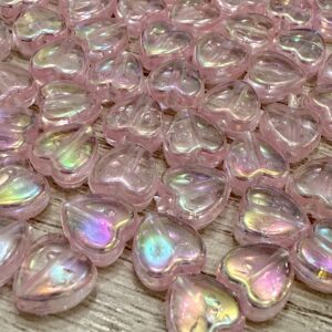 Cuenta corazón rosa pastel tornasol 19088