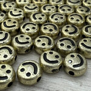 Cuentas Smile dorado con negro 19233