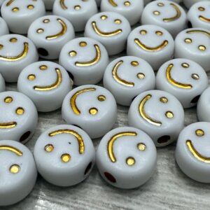 Cuentas Smile blanco con dorado 19242