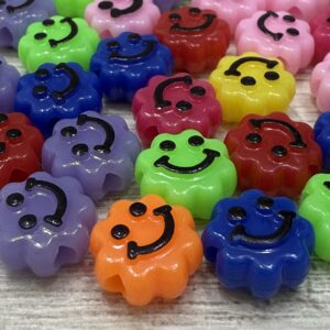 Cuentas Smile Flores de colores con negro 19245