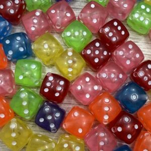 Cuentas Dado transparentes de colores 19246