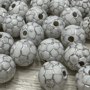 Pelota de futbol blanca con plateado 16250