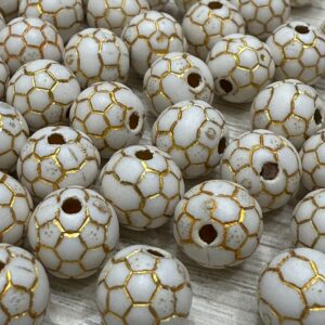 Pelota de futbol blanco con dorado 19251