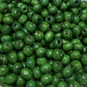 Cuenta madera pintada 6mm 19666-VERDE