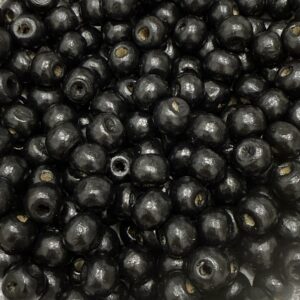 Cuenta madera pintada 6mm 19669-NEGRO