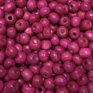 Cuenta madera pintada 6mm 19678-FUCSIA