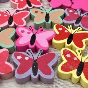 Cuenta madera pintada MARIPOSAS-19791