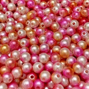 Cuentas marmoladas 6mm Naranja/rosa 19795