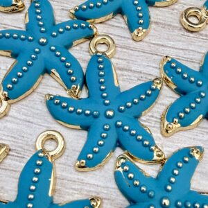 Dije dorado esmaltado opaco estrella de mar aqua CH