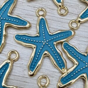 Dije dorado esmaltado opaco estrella de mar aqua G