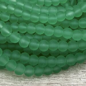 Perla de vidrio esmerilada verde  6mm 20073