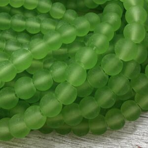 Perla de vidrio esmerilada verde agua 6mm 20075