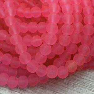 Perla de vidrio esmerilada rosa f 6mm 20077