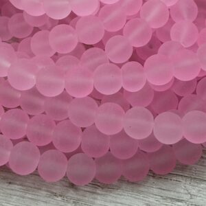 Perla de vidrio esmerilada rosa p  8mm 20079