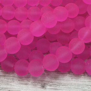 Perla de vidrio esmerilada fuscia 6mm 20096