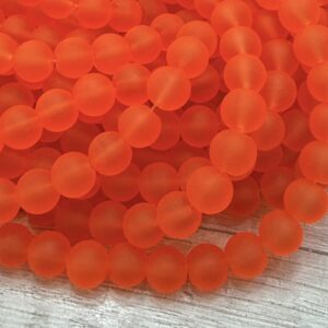 Perla de vidrio esmerilada naranja 8mm 20084